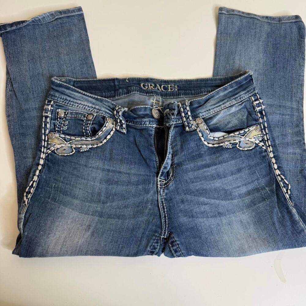 Blue grace capri jeans